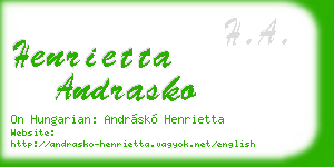 henrietta andrasko business card